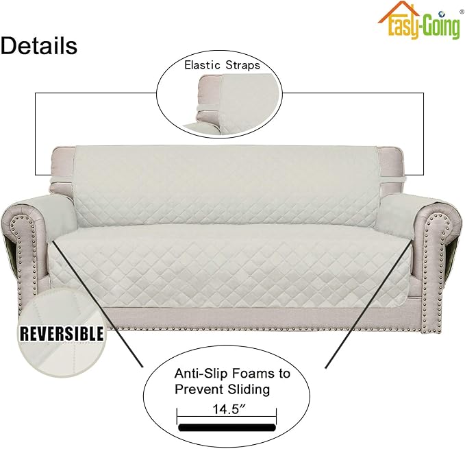 Easy-Going 4 Seater Sofa Slipcover Reversible Sofa Cover Water Resistant Couch - Image 3