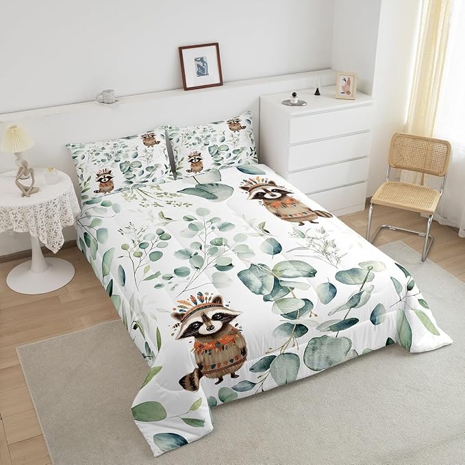 Erosebridal Cute Raccoon Twin Size Comforter Set - Image 4