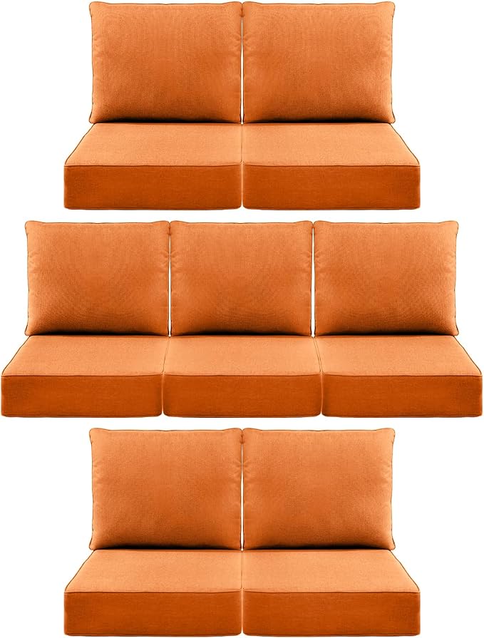 Luxury 6" Outdoor Cushions for Patio Furniture, Fade Resistant Couch Chair by Pugire
