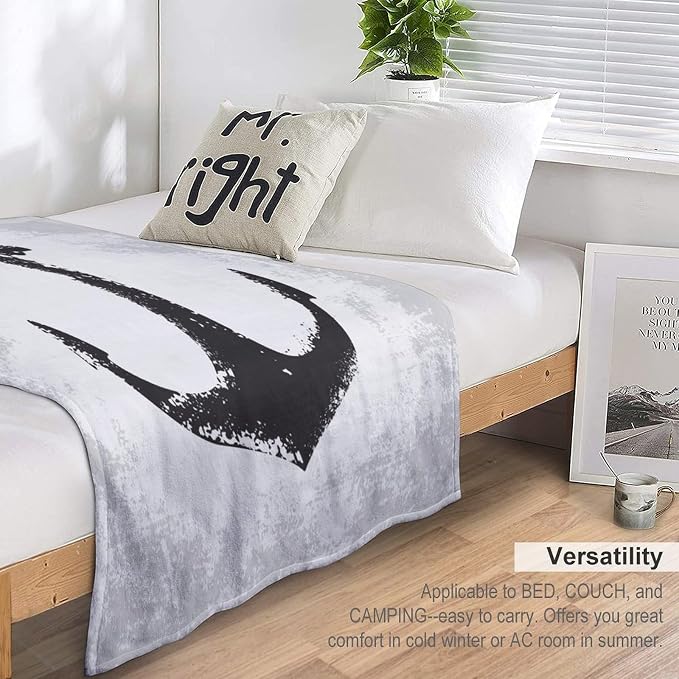 Nautical Anchor Blanket Modern Abstract Light Grey Black Anchor Art Print Soft - Image 3