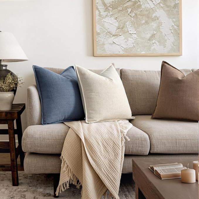 MIULEE Decorative Pillow Covers 18x18, 2 Pack Boho Farmhouse Neutral Throw - Image 5
