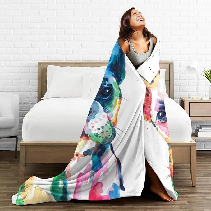 HGOD DESIGNS Watercolor French Bulldog Fleece Throw Blanket Ultra Soft Cozy - Image 5