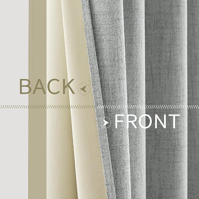 MIULEE Linen Curtains for Bedroom 100% Blackout Thermal Insulated Glacier Gray - Image 6