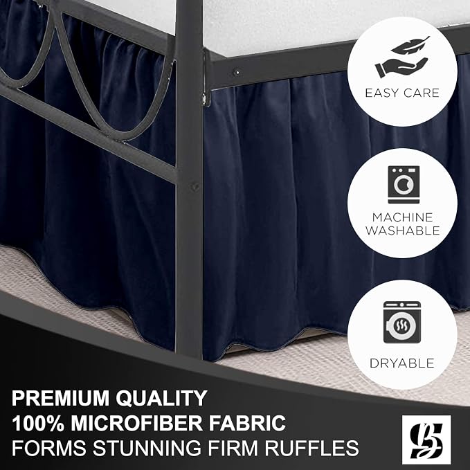 SKY BEDDINGS - Twin Size Ruffled Bed Skirt - 12 Inch Drop Dust Ruffle Bed Skirt - Image 6