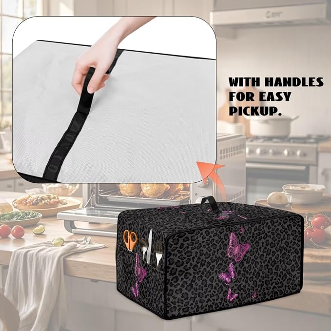 Butterfly Leopard Print Microwave Oven Dust Cover Heavy Duty Microwave Oven - Image 5