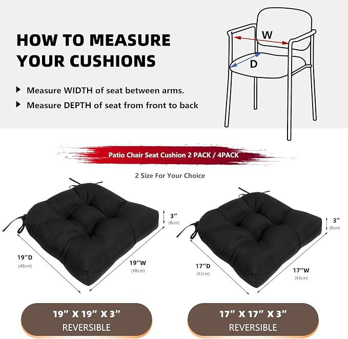 RACE LEAF Outdoor Cushions 17" x 17" Patio Chair Seat Pads, Water-Resistant - Image 6