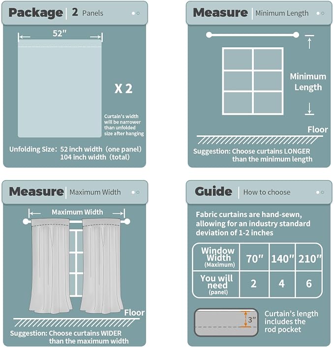 BGment Cream Blackout Curtains for Living Room 95 Inch Long 2 Panels Set - Image 5