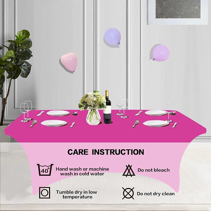 IVAPUPU 4FT Table Cloth for Rectangular Fitted Events Stretch Fuchsia Table - Image 5