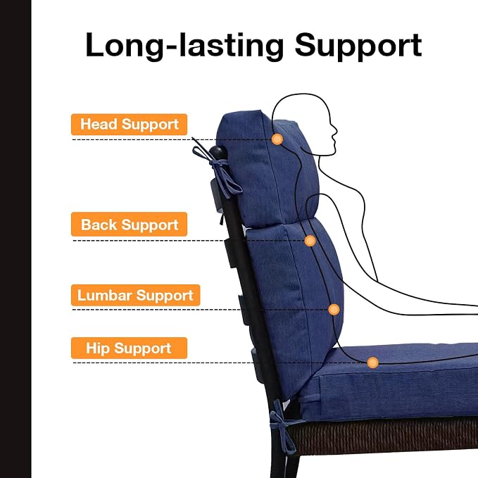 Outdoor High Back Chair Cushion Seat Pads, 44 x 21 Inch Water-Repellent & - Image 4