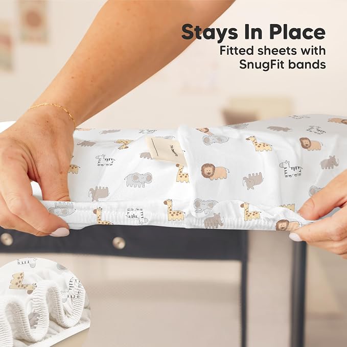2-Pack Waterproof Pack and Play Sheets, Mini Crib Sheets Fitted - Image 6