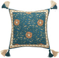 patdrea Designer Square Throw Pillow Covers, French Floral Blue Farmhouse Linen by Welcometopatdrea