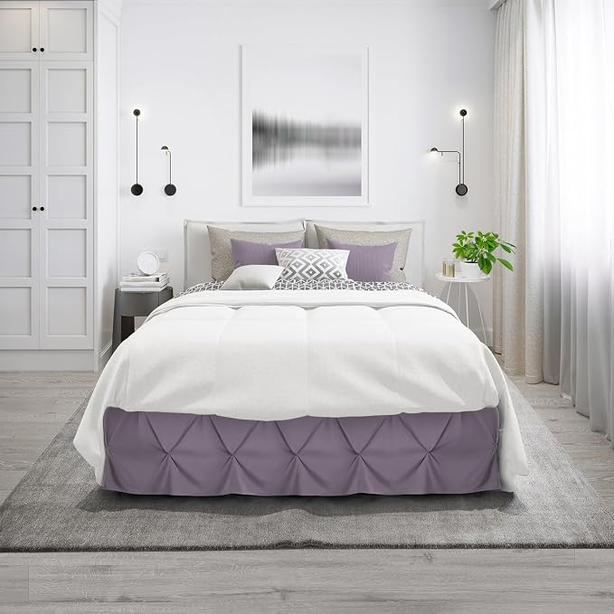 Nestl Grayish Purple Bed Skirt Cal King Size, Pinch Pleat Cal King Bed Skirt - Image 9