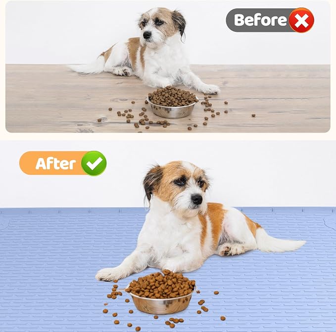 Dog Food Mat, Extra Large 34" x 22" Silicone Pet Feeding Mat - Image 4