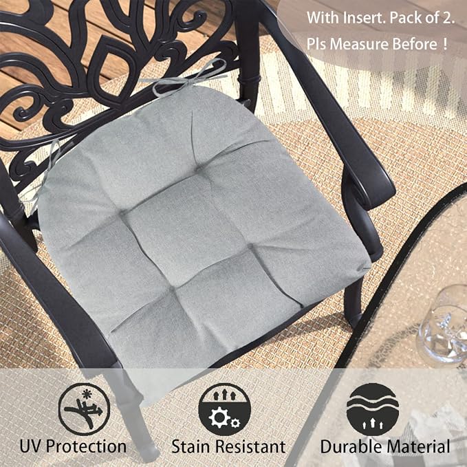 FUNHOME Outdoor Chair Cushions 19 x19 Inch, Water Resistant Tufted Seat - Image 4