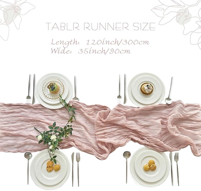 IVAPUPU 2 Pcs Cheesecloth Table Runner - 10ft Dusty Pink Boho Gauze Cheese - Image 4