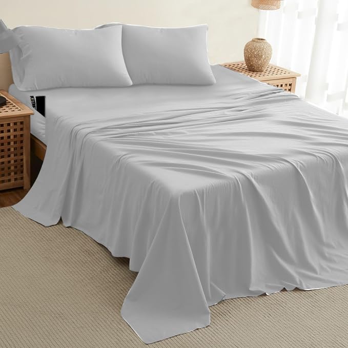 DREAMCARE Queen Sheet Set – 4 pcs Cooling Sheets – up to 21” Extra Deep Pocket - Image 10
