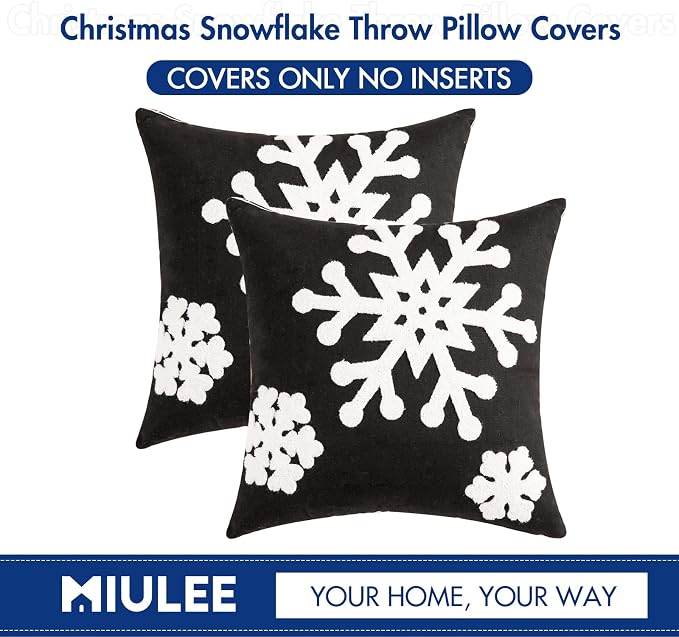 MIULEE Pack of 2 Christmas Decorative Snowflake Throw Pillow Covers Canvas - Image 6