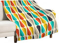 Mid Century Throw Blanket, Modern Drop Shape Retro Colors Boho Orange Teal by JanJCurt