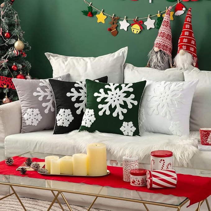 MIULEE Pack of 2 Christmas Decorative Snowflake Throw Pillow Covers Canvas - Image 3