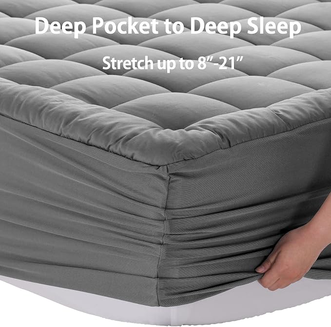 EASELAND Twin XL Mattress Pad Pillow Top Mattress Cover Quilted Fitted Mattress - Image 5
