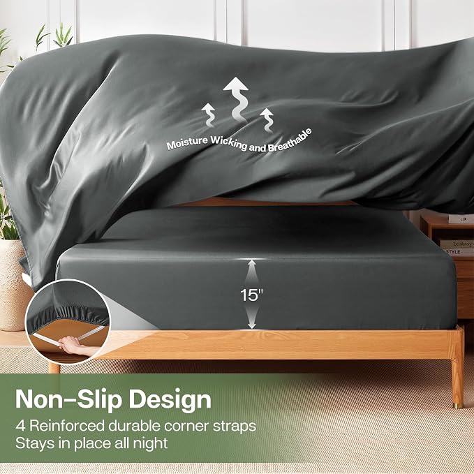 MR&HM Full Fitted Sheet Only, Ultra-Soft Rayon Derived from Bamboo & Polyester - Image 6