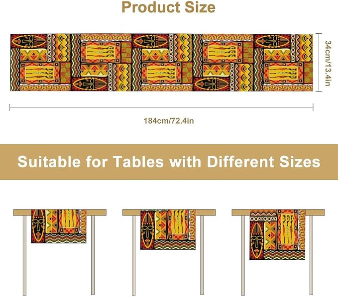 African Totems Table Runner, African American Kwanzaa Black History Month - Image 4