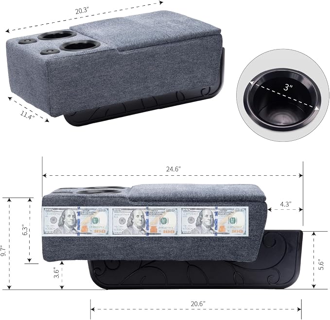 Removable Sofa Armrest, Dual Cup Holders Large Size Multifunctional Couch Caddy - Image 2