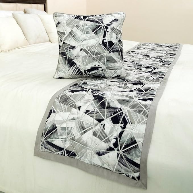 The HomeCentric King/Queen/Twin Grey Decorative King 90"x18" Bed Runner - Image 4