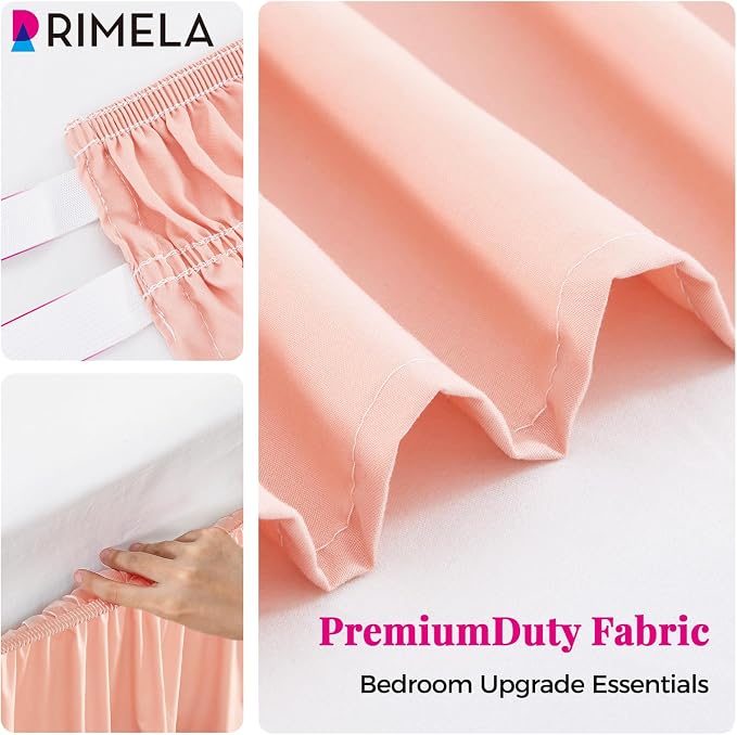 RIMELA Peachy Coral Bed Skirt King Size 18 Inch Drop, Elastic Bed Skirting - Image 7