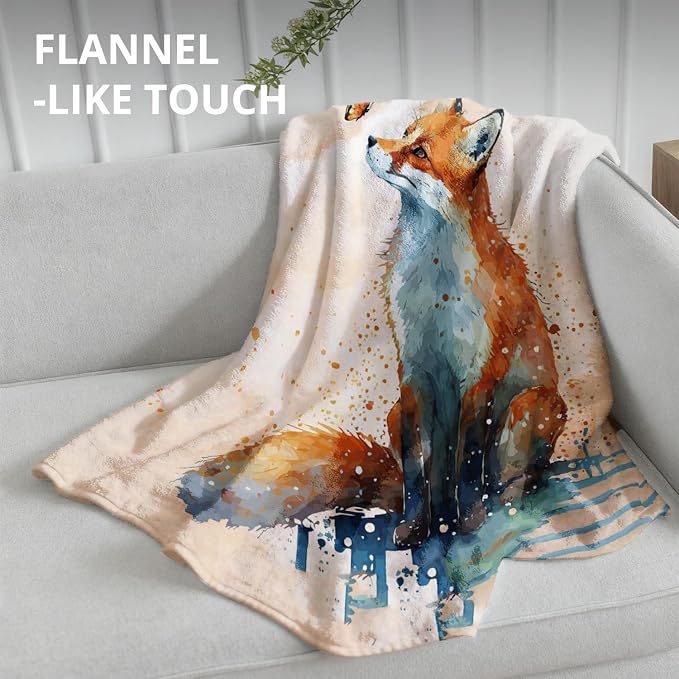 Fox Blanket, Fox Throw Blanket, Rustic Wild Animal Throw Blankets - Image 4