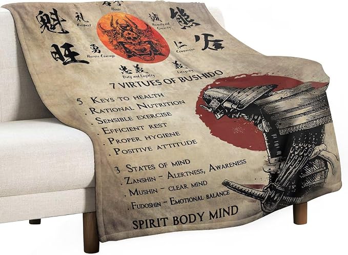 Samurai Warrior Japanese Throw Blanket - Image 2