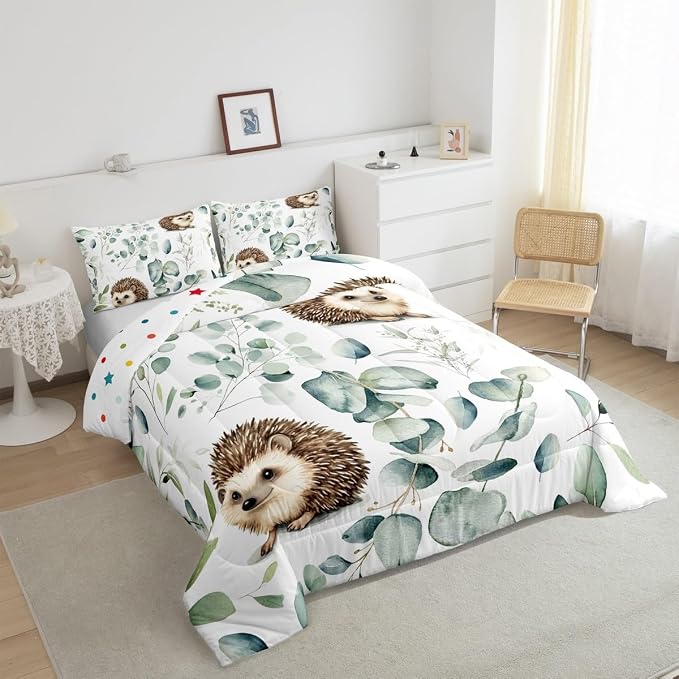 Erosebridal Cute Hedgehog Queen Size Comforter Set - Image 5