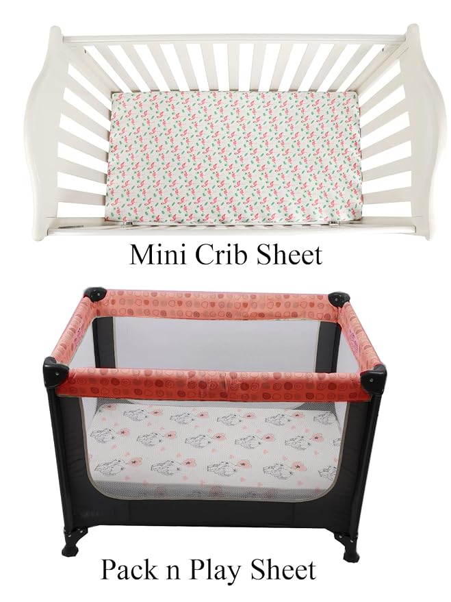 Pack n Play Sheet Stretchy Fitted Portable Mini Crib Sheets Set 3 Pack - Image 2