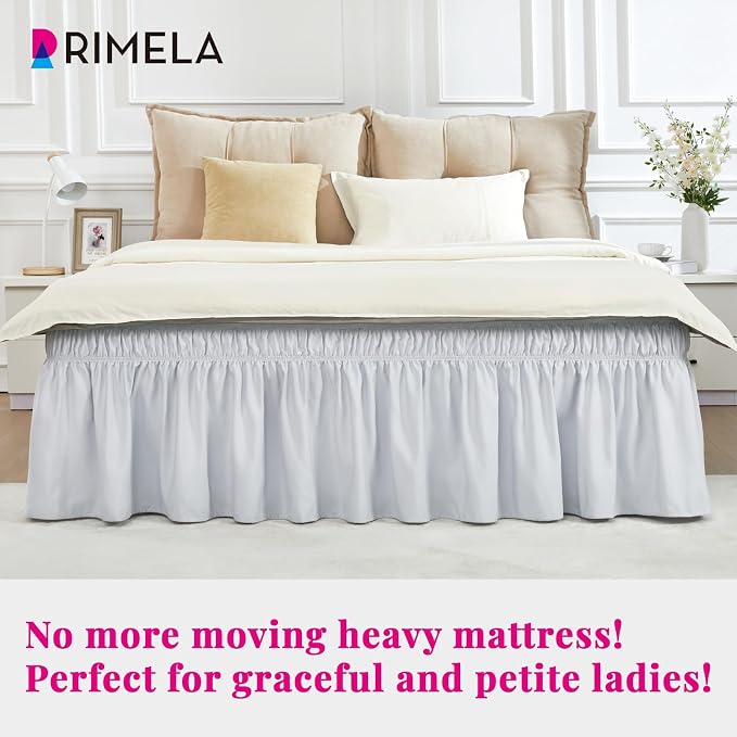 RIMELA Ice Grey Bed Skirt Queen Size 18 Inch Drop, Elastic Bed Skirting - Image 5