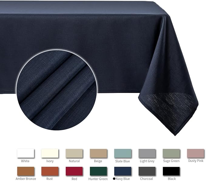 maxmill Faux Linen Textured Rectangle Tablecloth Water Resistant Wrinkle Free - Image 4