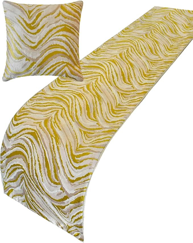 The HomeCentric King/Queen/Twin Yellow & Grey Decorative Bed Runner CA King - Image 5