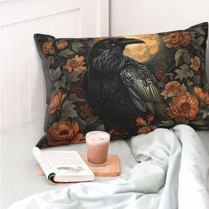 Mystical Raven Art Print Decor, William Morris Abstract Vintage Floral Design - Image 3