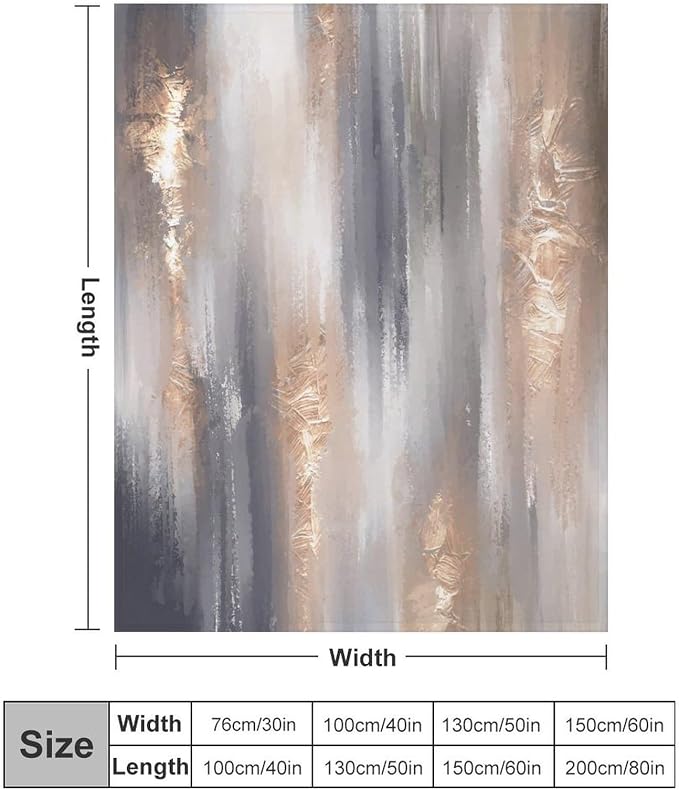 Abstract Gradient Blanket, Modern Fashion Baroque Gold Grey Painting Strokes - Image 2