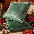 Luxurious Velvet Euro Shams Decorative Throw Pillow Covers 26x26 Set of 2 Solid by COCOPLOCEUS