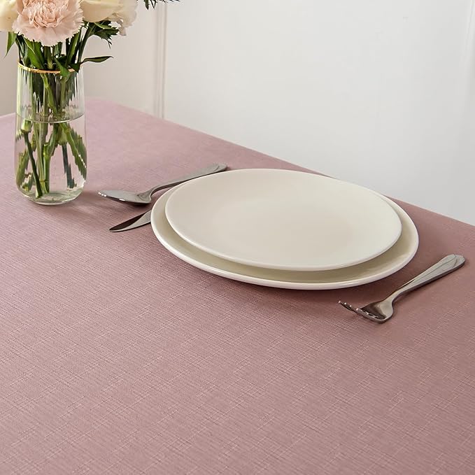 maxmill Rectangle Slubby Textured Tablecloth Waterproof Spillproof Wrinkle Free - Image 3