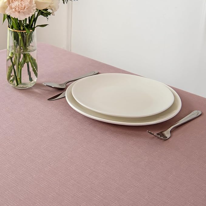 maxmill 2 Pack Rectangle 52 x 70 Inch Slubby Textured Tablecloth Waterproof - Image 4