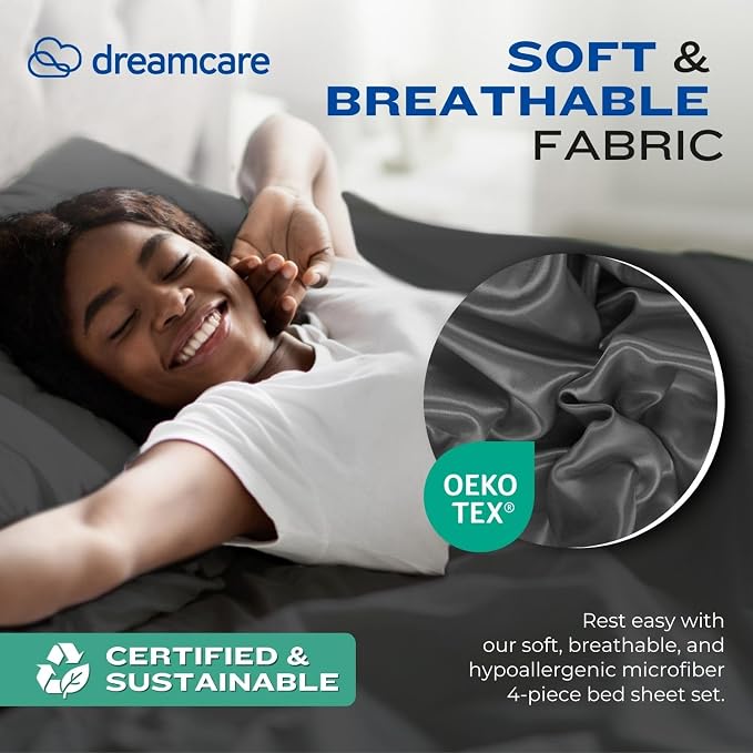 DREAMCARE California King Sheet Sets – 4 pcs Cooling Sheets – up to 21” Deep - Image 6