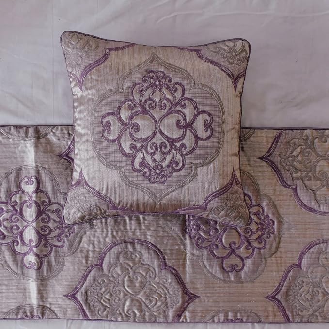 The HomeCentric King/Queen/Twin Purple Decorative CA King 86"x18" Bed Runner - Image 3