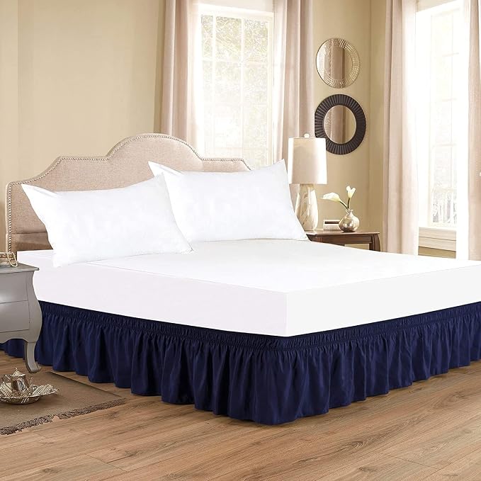 Navy Blue Wrap Around Bed Skirts - Image 2