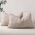 Striped Throw Pillow Covers 12x20 Set of 2 Beige Textured Boucle Chic Morden by DEZENE