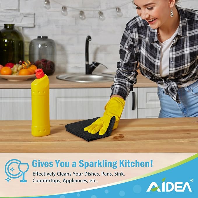 AIDEA Microfiber Cleaning Cloth Black 12PK, Microfiber Towels - Image 5