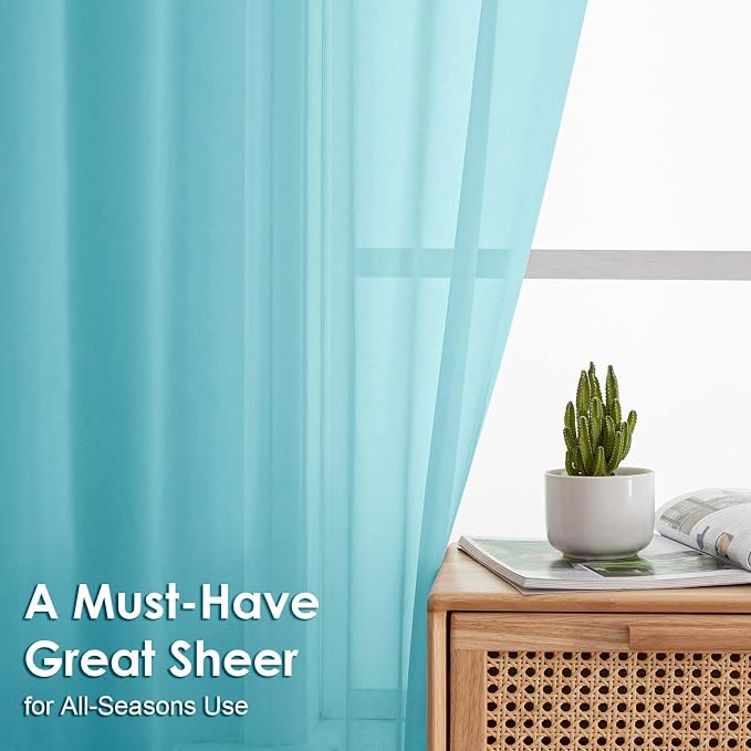 OVZME Sheer Curtains 63 inch Length 2 Panels Set - Image 5
