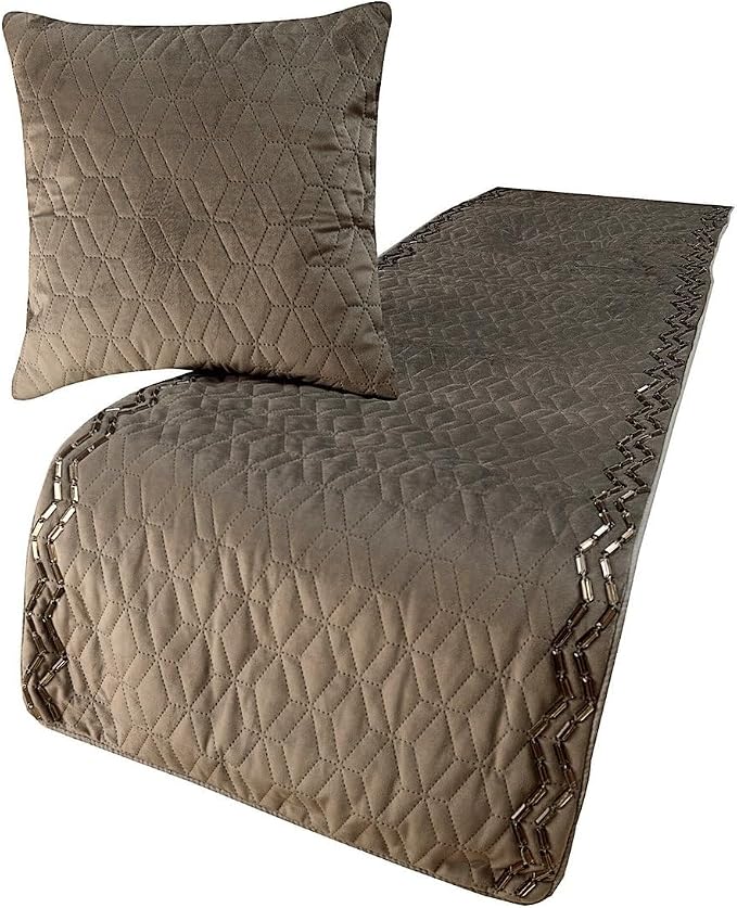 The HomeCentric King Queen Twin Gray Handmade CA King 86"x18" Bed Runner by TheHomeCentric