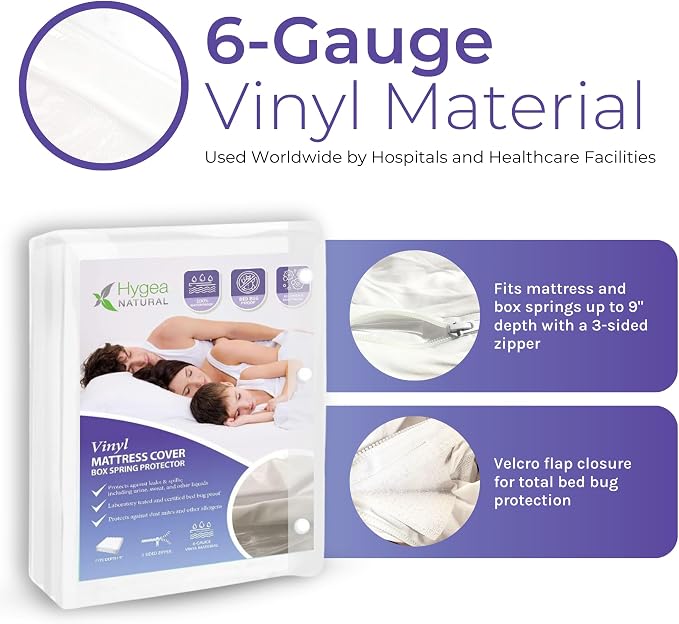 6 Gauge Vinyl Bed Bug Mattress/Box Spring Cover- Waterproof Encasement- Perfect - Image 4