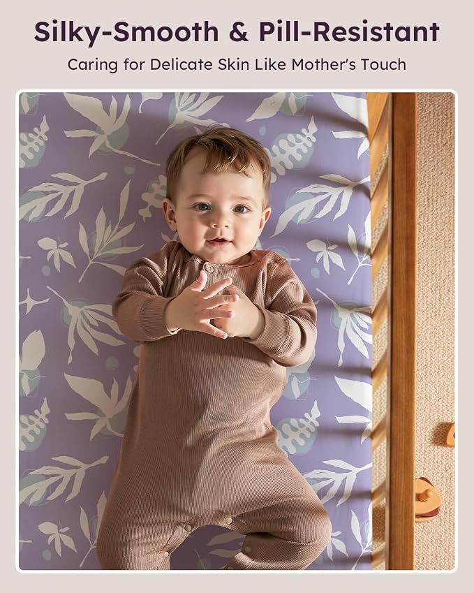 Pack and Play Sheets Fitted 3 Pack, Mini Crib Sheets - Image 2